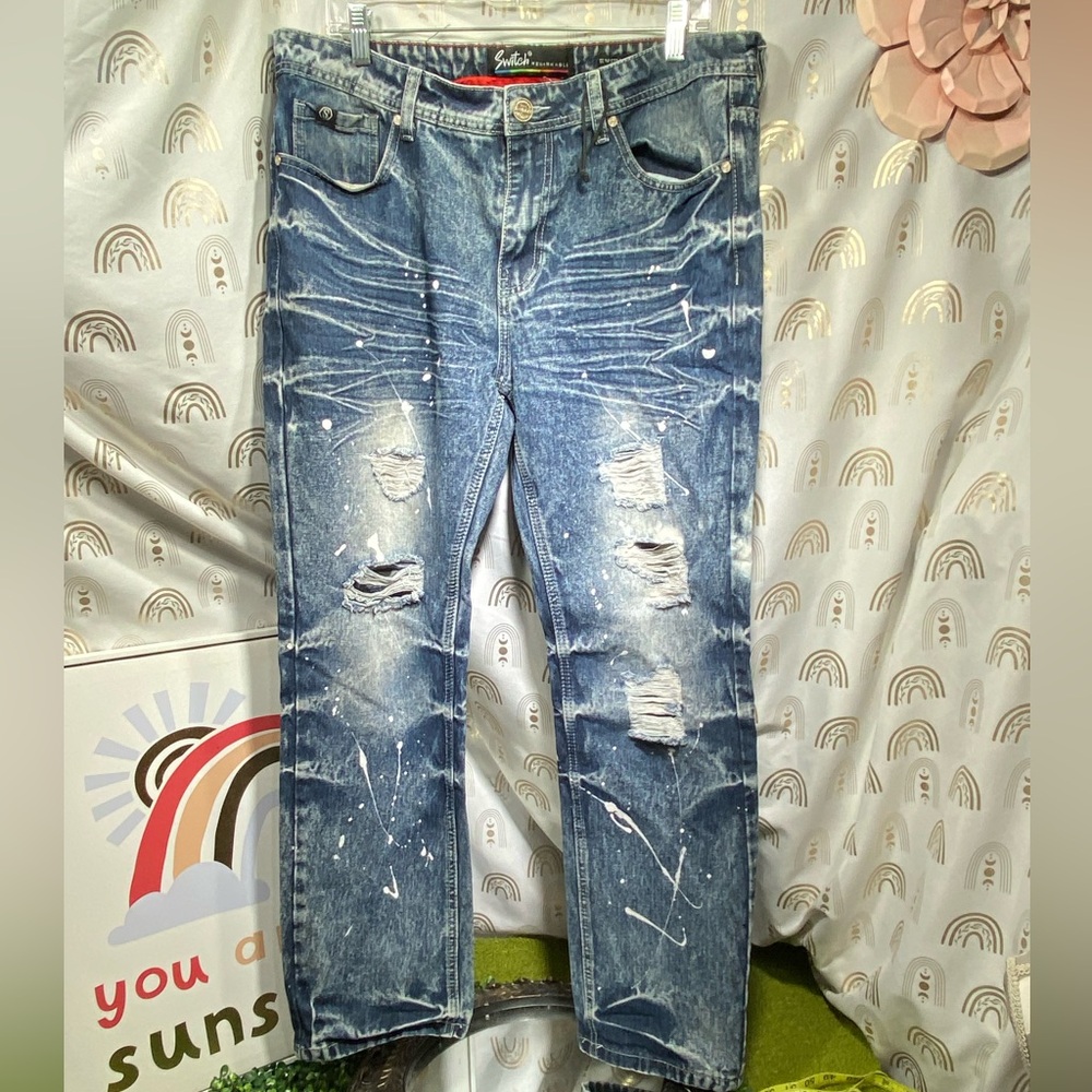 South Pole Relaxed Fit Distressed Blue Jeans